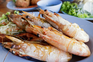 Grilled shrimp in a plate