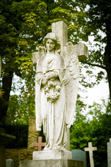 A beautiful angel statue in the London cemetery