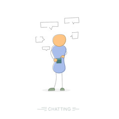 Young man with phone in social networks