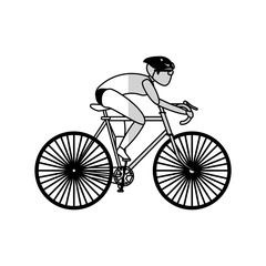 man riding a bike over white background. vector illustration