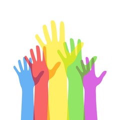 Colorful hand up isolated on white background. Vector illustration