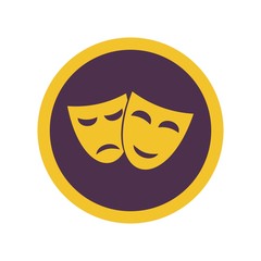 Theater happy and sad masks isolated on white background. Vector illustration