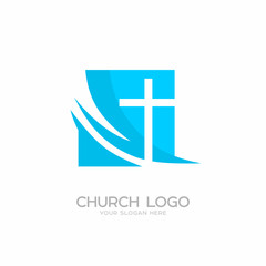 Church logo. Christian symbols. Cross of the Lord and Savior Jesus Christ.