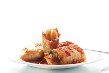 Stuffed cabbage rolls with rice and meat