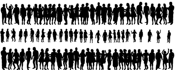  isolated silhouette of a crowd of people, collection
