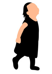 Vector, isolated silhouette child looking up