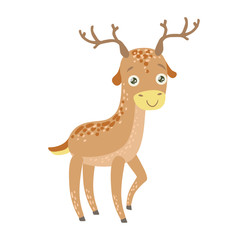 Fototapeta premium Spotted Reindeer Cute Toy Animal With Detailed Elements Part Of Fauna Collection Of Childish Vector Stickers