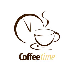 Coffee time vector logo illustration. Coffee time icon isolated on white background.