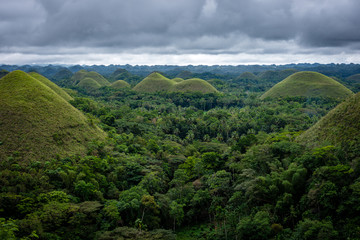 Fototapeta na wymiar Impressive and Famous Chocolate Mountains of Bohol Island, Philippines.