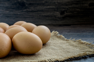 A lot of brown chicken eggs