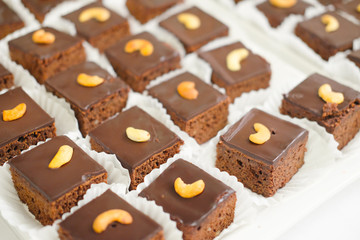 Chocolate brownie with cashew nuts