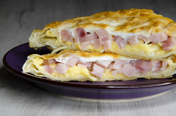 Pastries with ham and cheese