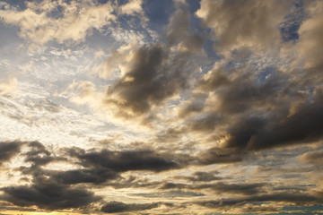Evening sky with nimbus cloud at sunset and twilight time.