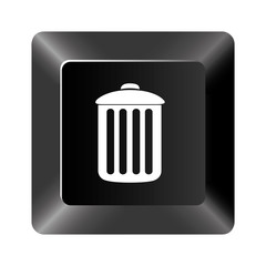 black button trash can icon, vector illustraction design