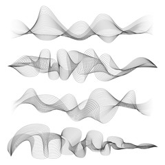 Abstract sound waves isolated on white background. Digital music signal soundwave shapes vector illustration
