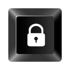 black button lock icon, vector illustraction design