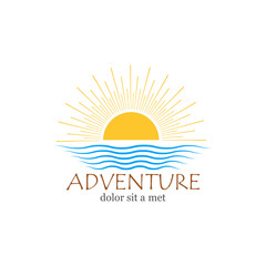 Adventure logo. Sun and sea