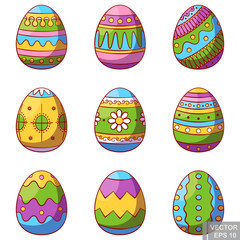 A vector illustration of colorful Easter eggs