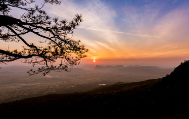 beautiful sky with sunrise at Nok Aen cliff