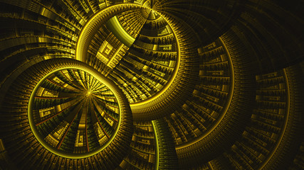 Meridians earth. Clockwork. Protective field. 3D surreal illustration. Sacred geometry. Mysterious psychedelic relaxation pattern. Fractal abstract texture. Digital artwork graphic astrology magic