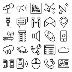Set of 25 communication outline icons