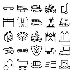 Set of 25 delivery outline icons