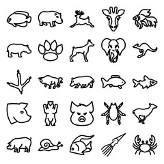 Set of 25 wildlife outline icons
