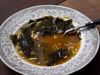Miso soup in a plate