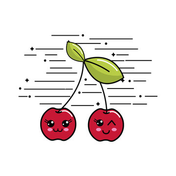 Emblem Kawaii Happy Cherry Icon