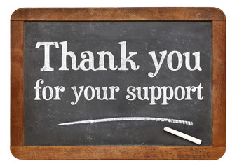 Thank you for your support blackboard sign