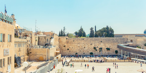 Wailing Wall and on the gold-plated Dome Rock Al-Aqsa