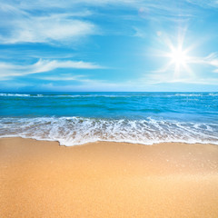 Summer concept background - Sea Beach with sunny blue sky