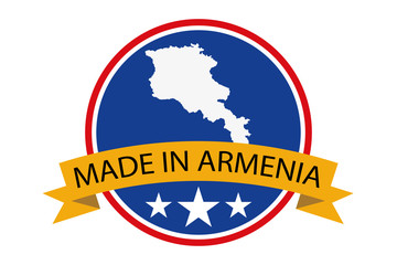 Made in Armenia round logo, vector
