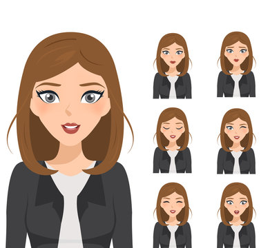 Businesswoman character avatar icon Royalty Free Vector
