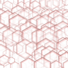 Geometric pattern with hexagons is pictured with pink tones in the honeycomb
