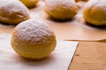 homemade donut with powder sugar