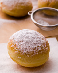homemade donut with powder sugar