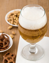 beer on wooden table