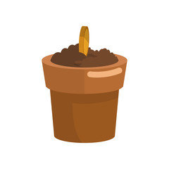 plant in a pot over white background. colorful design. vector illustration