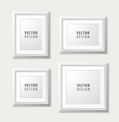 Set of Realistic Minimal Isolated White Frames on White Background for Presentations. Vector Elements