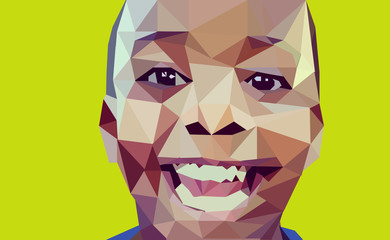 Abstract Polygonal Illustration, Boy Low Poly Portrait.