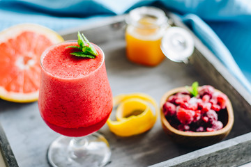 Raspberry grapefruit drink with honey 