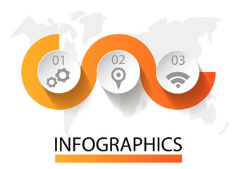 Infographics circular vector banner of 3 steps. Vector pattern of balls, bubbles for business presentations, design, education