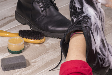 Cleaning of footwear.