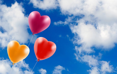 Fototapeta na wymiar Image of beautiful colorful balloons on sky background.