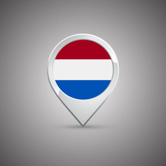 round location pin with flag of netherlands