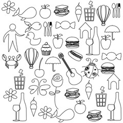 sketch contour set elements daily life icon vector illustration