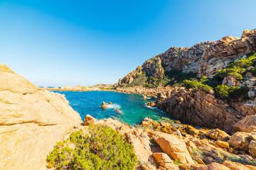 yellow rocks in Costa Paradiso shoreline