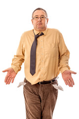 Man with empty pockets