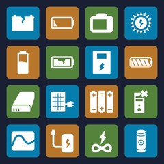 Set of 16 battery filled icons